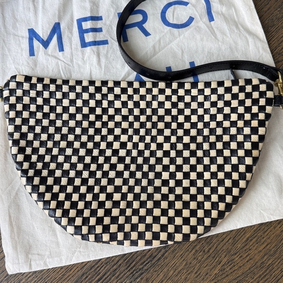 Clare V Grande Fanny Black/Cream Woven Checker Crossbody Bag Gorgeous w/dustbag - Picture 13 of 17